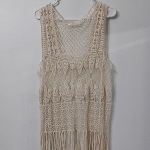 Room Mates Crochet Tunic Size: M Color: Coral